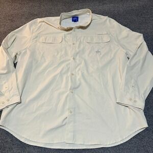Guy Harvey Mens XXL Fishing Shirt Long Sleeve Vented Performance Button Up Tan